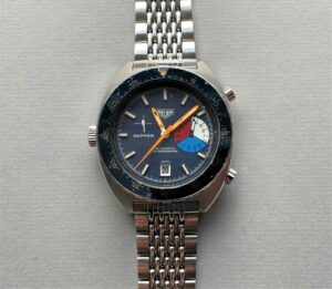 Heuer_Skipper_ref_1564_blue_dial_GF_frères_bracelet_chronoscope_collector_watches