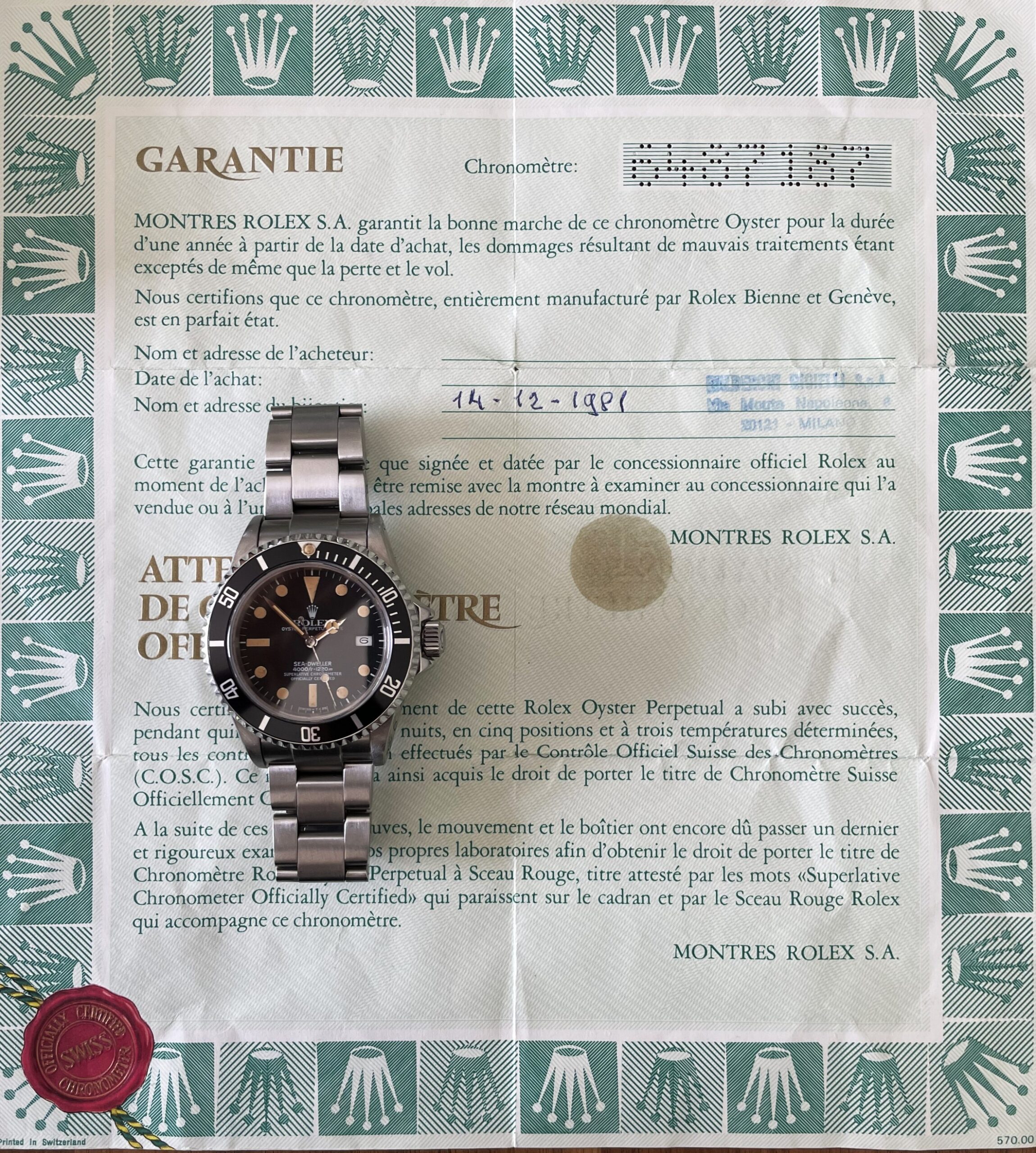 Rolex Vintage Sea Dweller Ref. 16660 “Triple Six” matt MK I dial, full set from 1981 – Bild 2