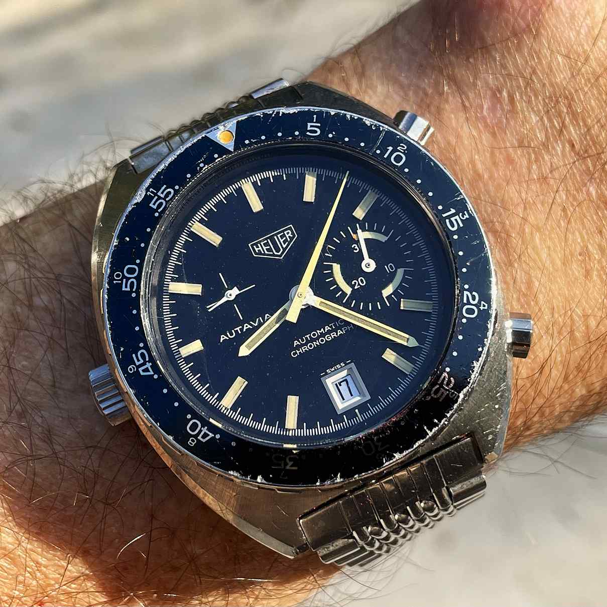 SOLD - Heuer Autavia 1563MH, Cal. 15, GF BOR bracelet, warranty – Bild 2