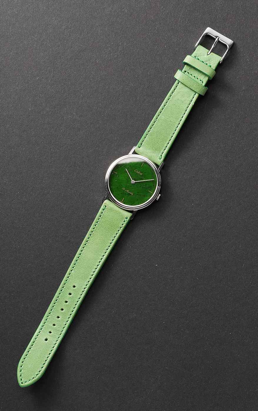 ESKA_St.Moritz_vintage_nephrite_stone_dial_chronoscope_collector_watches