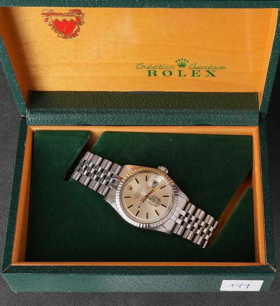 Rolex_Datejust_with_original_Bahrein_dial_Vintage Rolex watch reflecting strong collector demand and market value in 2026