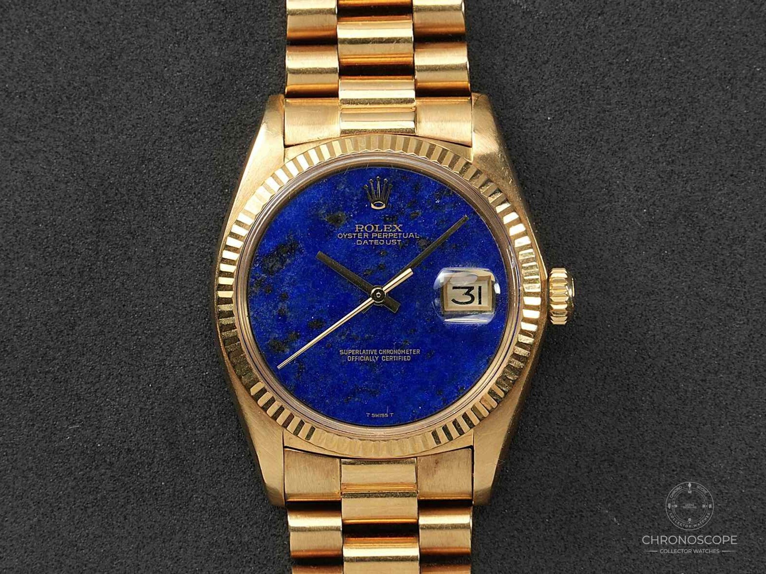 Rolex Datejust Referenz 1601 in 18k Gold mit Lapis-Lazuli-Zifferblatt