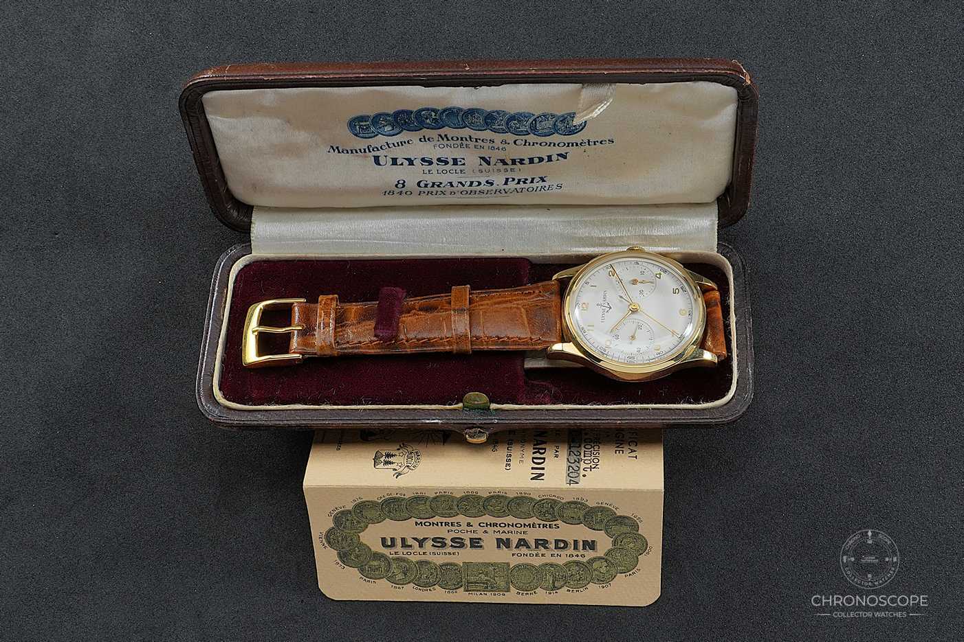 Ulysse Nardin Vintage Chronograph gold full set 1944 – Bild 8