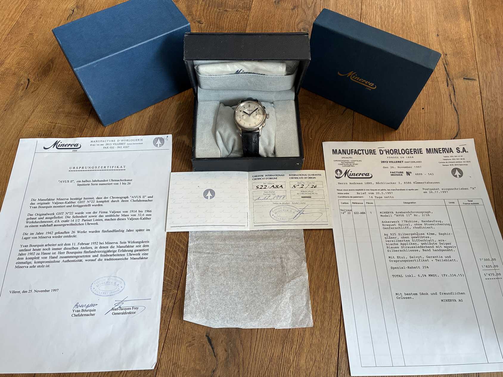 Minerva AVUS II Chronograph Reference S22-A8A , Full Set - Image 17