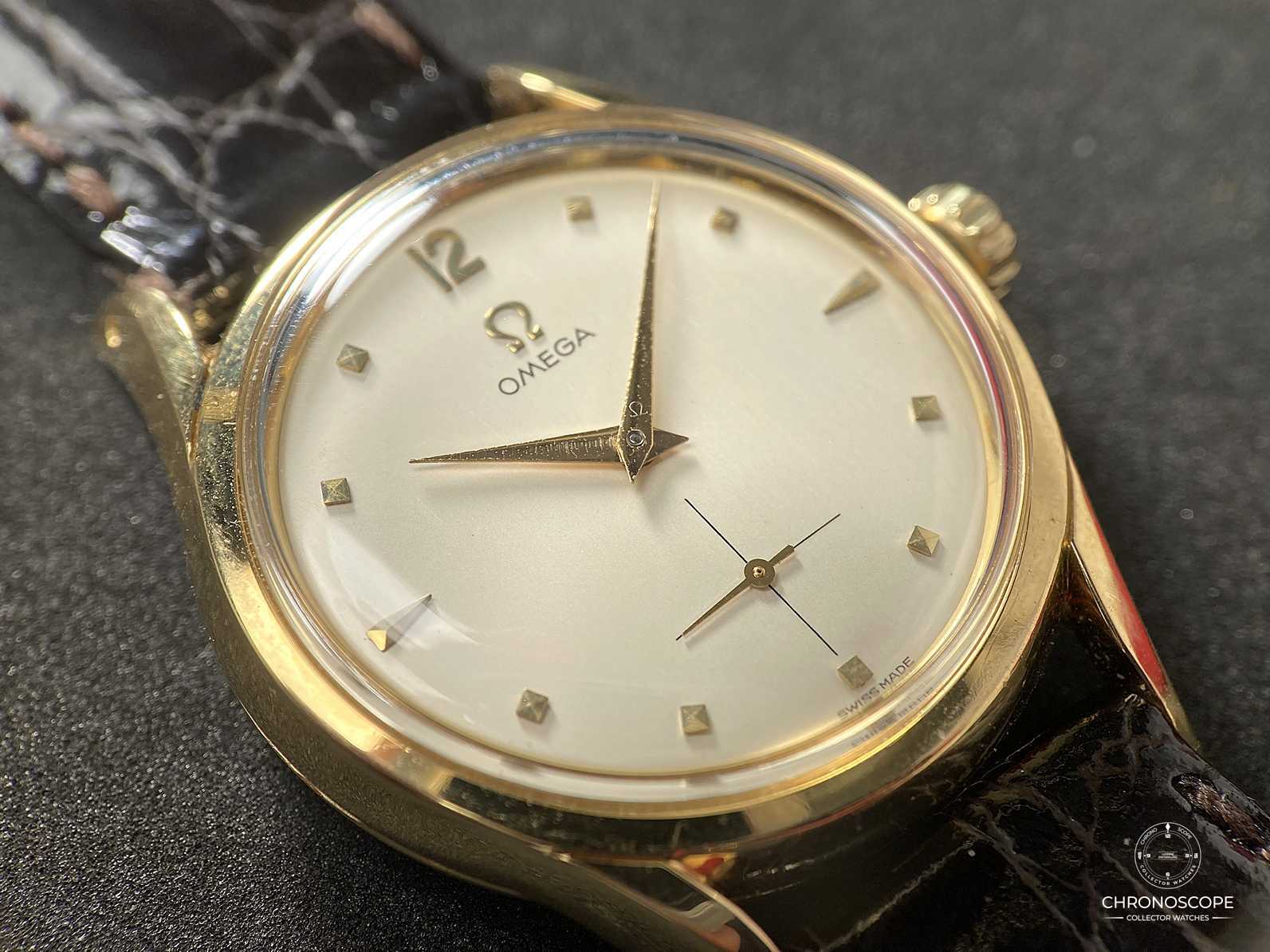Omega 2792 in 18k gold “bombay lugs” from 1954, original box and buckle available – Bild 12