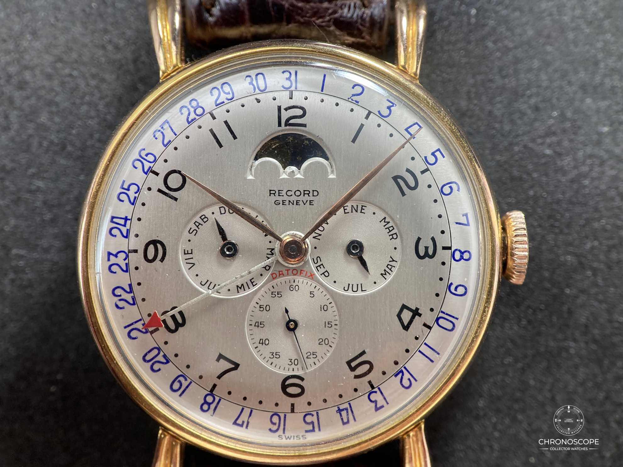 Record Datofix Triple Calendar moon-phases, fancy lugs steel-gold, ref.11315 - Image 6