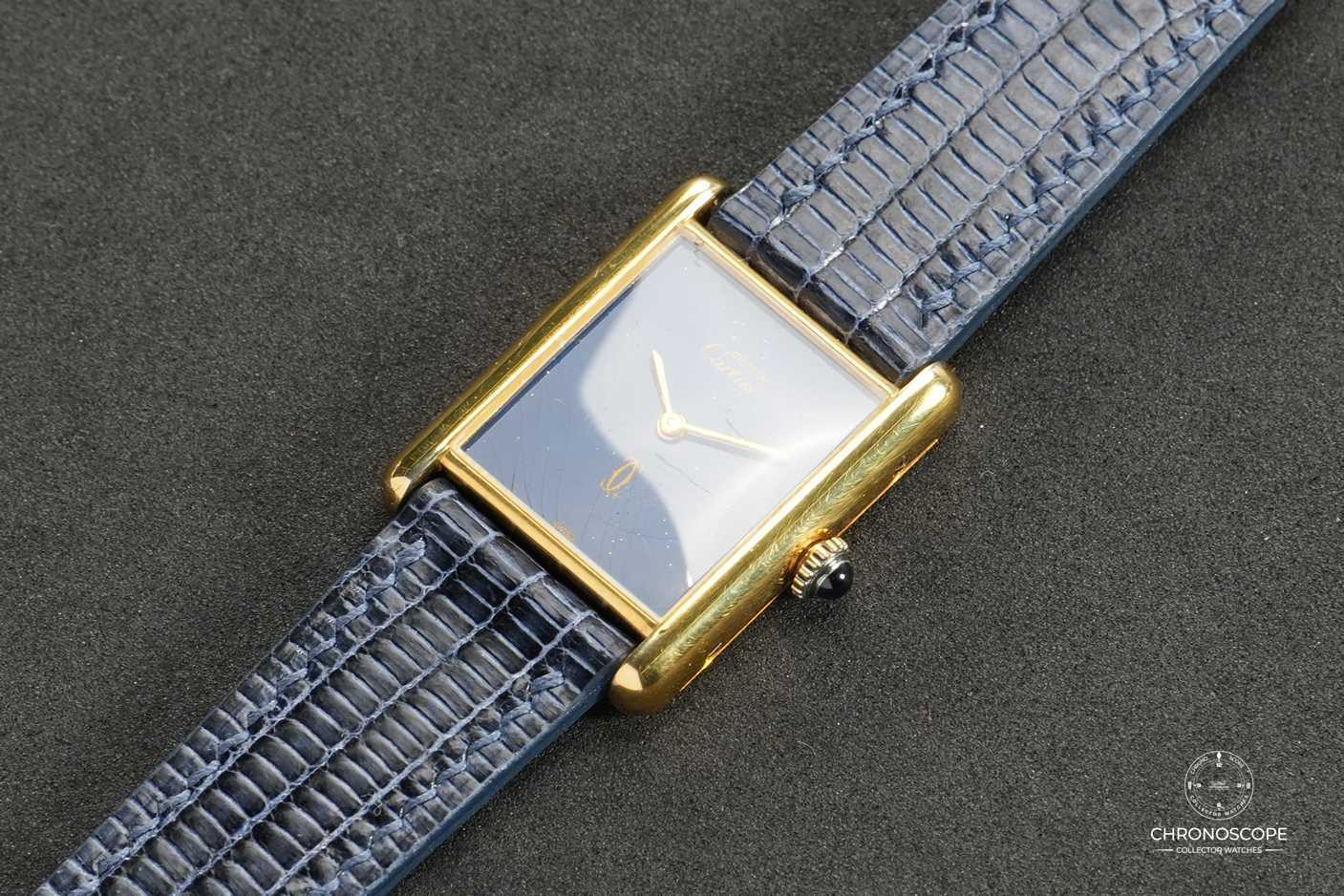 Cartier Tank “Must De Cartier” Vermeil - Lacquered « Lapis Lazuli » Dial - Image 4