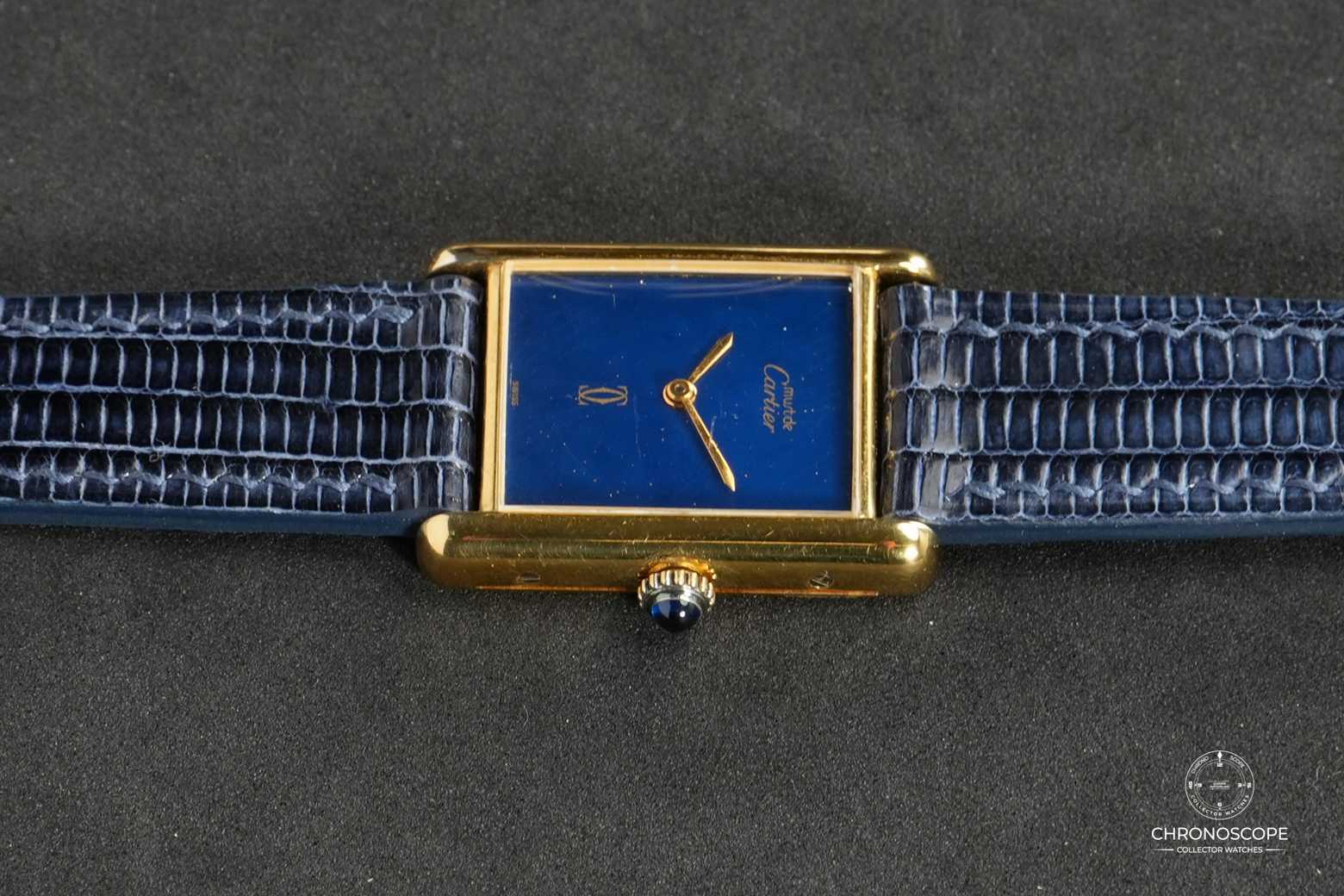 Cartier Tank “Must De Cartier” Vermeil - Lacquered « Lapis Lazuli » Dial - Image 3