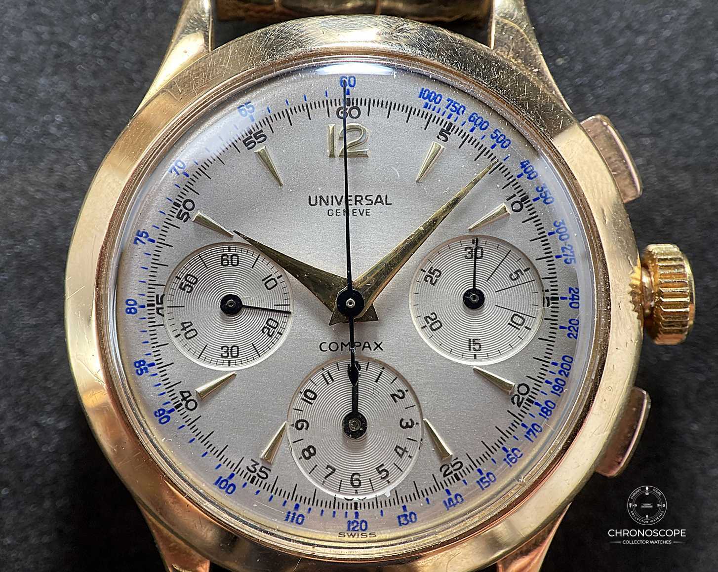 18k Yellow Gold Universal Genève Compax Reference 12491 - Image 9