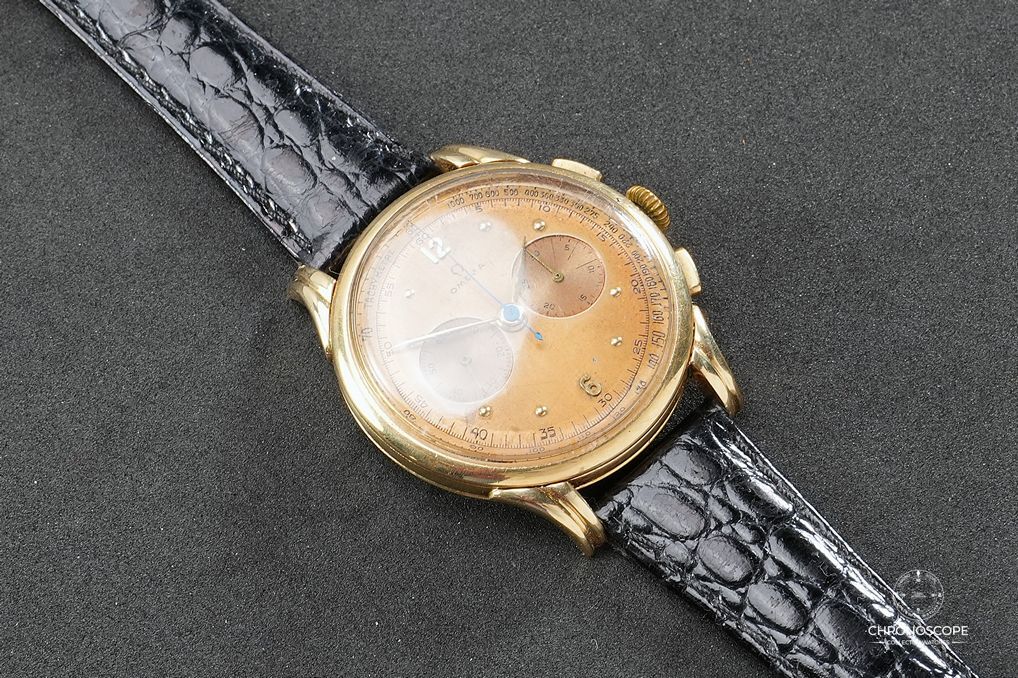 Omega Chronograph Reference OJ 2467 in 14k gold, original dial, serviced - Image 4