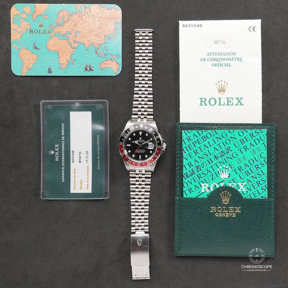 Rolex GMT-Master II ref. 16710 “Coke” on Jubilee bracelet, full set from 2000, Rolex Service 2022 - Image 2